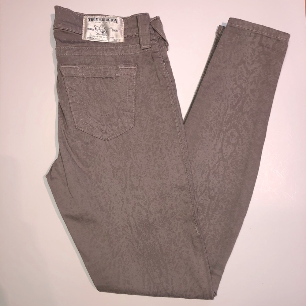 TRUE RELIGION  Subtle Snake Print Grey Jeans